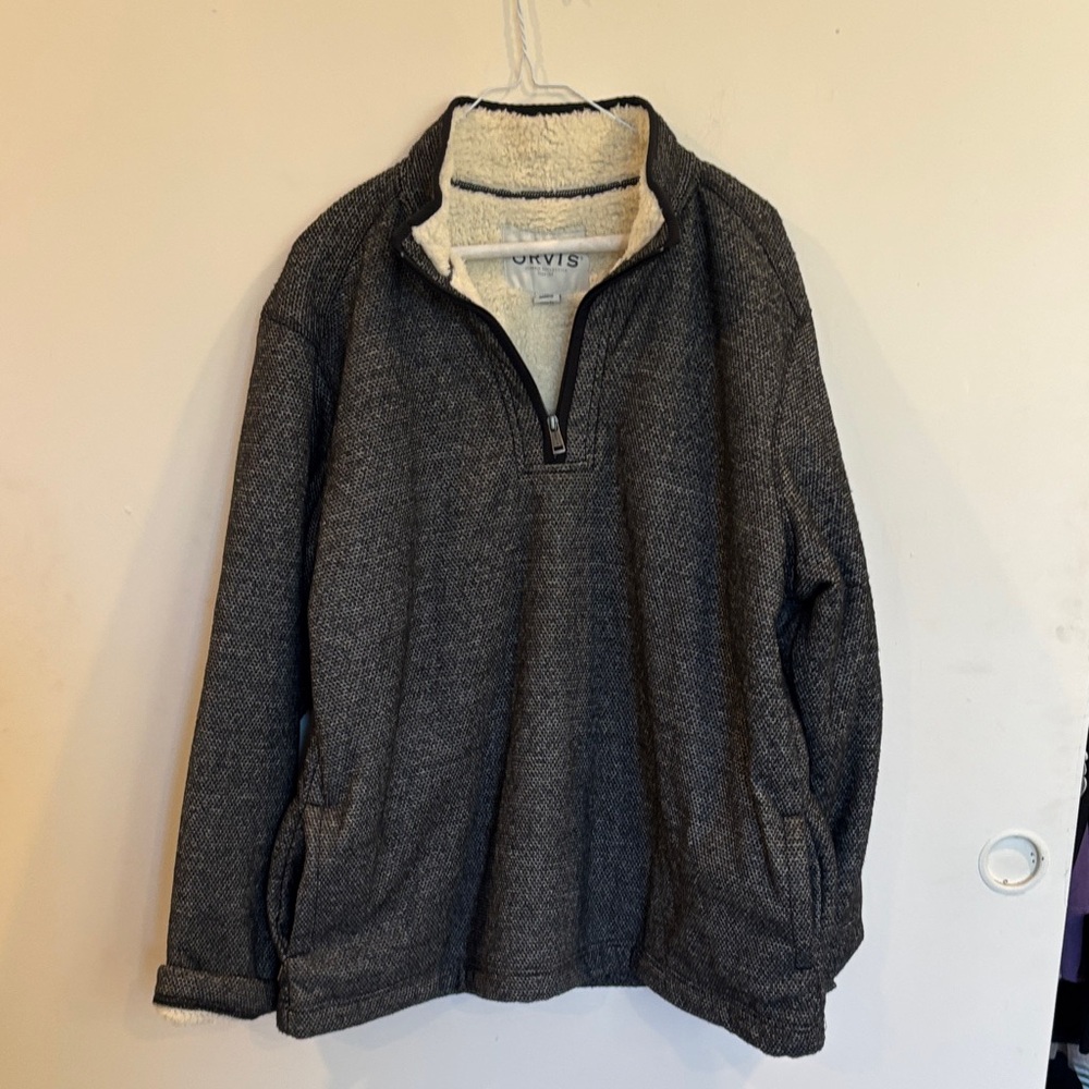 Orvis Men's Charcoal Zip-Up Sweater